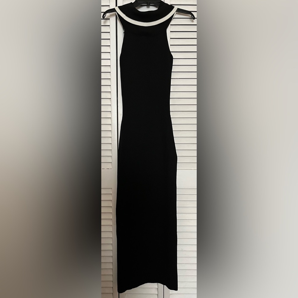 NWT H&M Divided Black Maxi Ribbed Off The Shoulder Sweater Dress Sz S - Picture 3 of 6